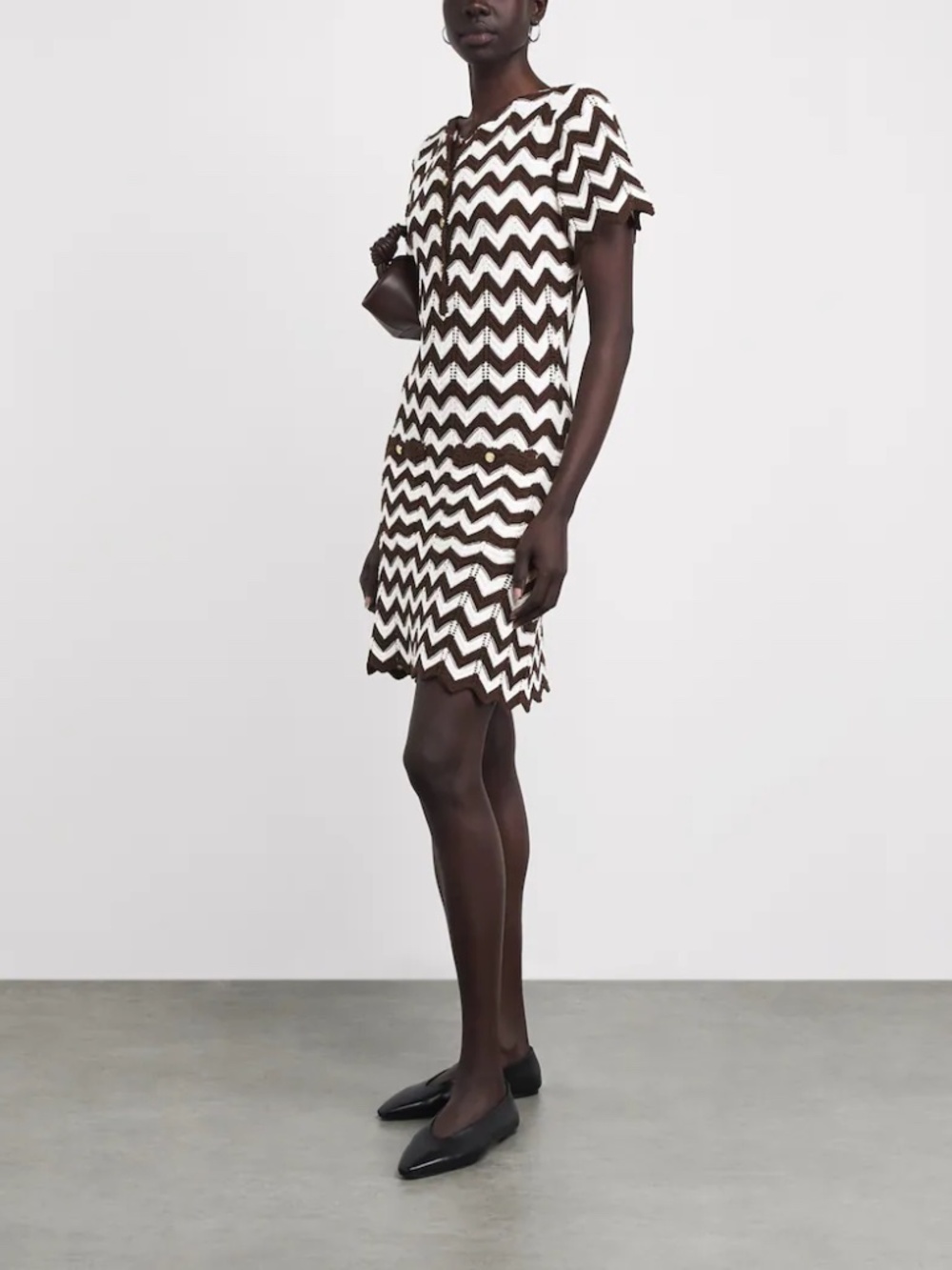 Rioja Cotton Knitted Zigzag Mini Dress